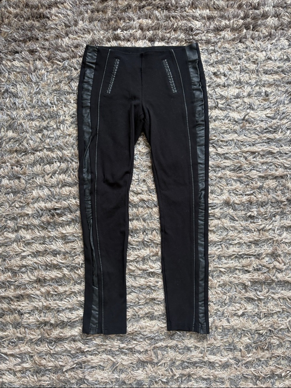 Ci Sono Black Faux Leather Panel Leggings Size M